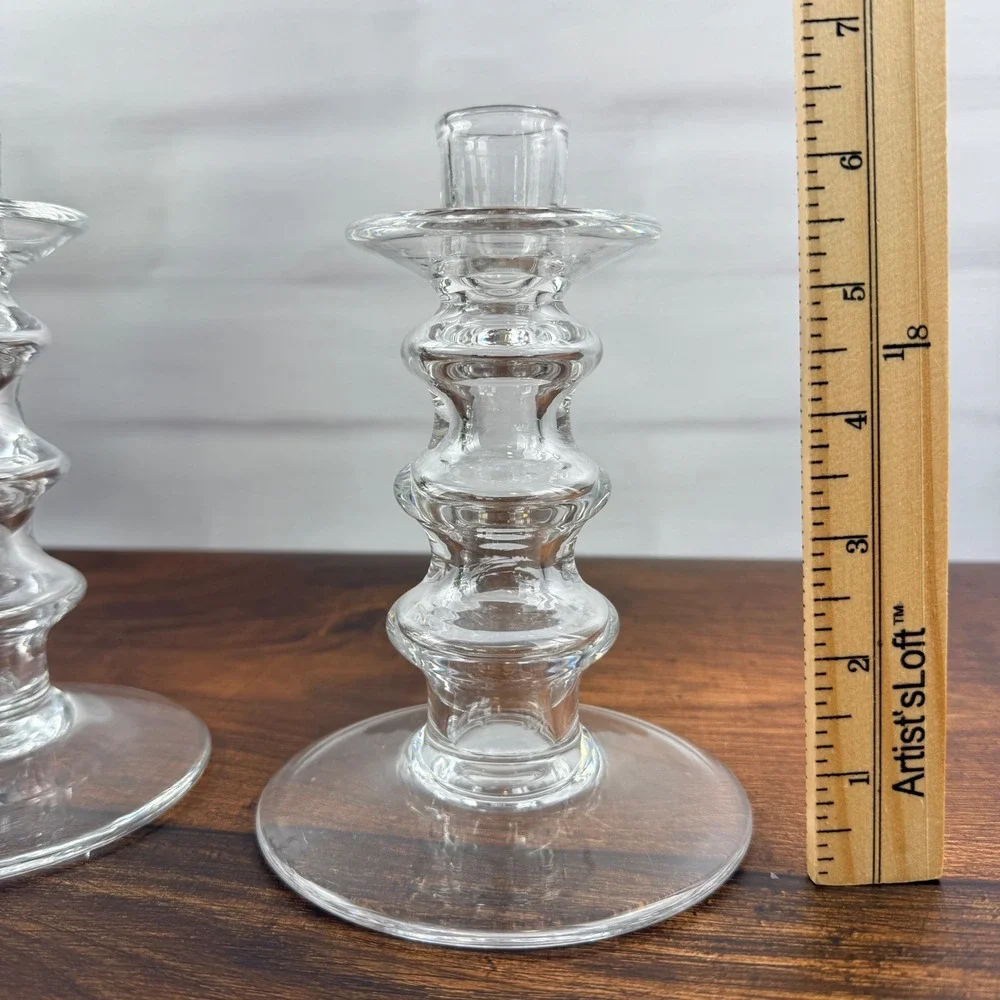 Hadeland Glassverk S.B. Severin Brørby Glass Candlesticks Norway Pair